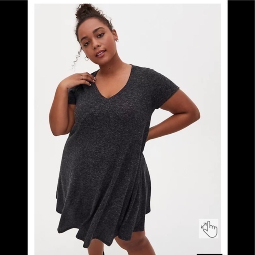 ❤️FINAL SALE❤️ NWOT Torrid Gray V-Neck “Trapeze” Sweater Mini Dress Size 2X